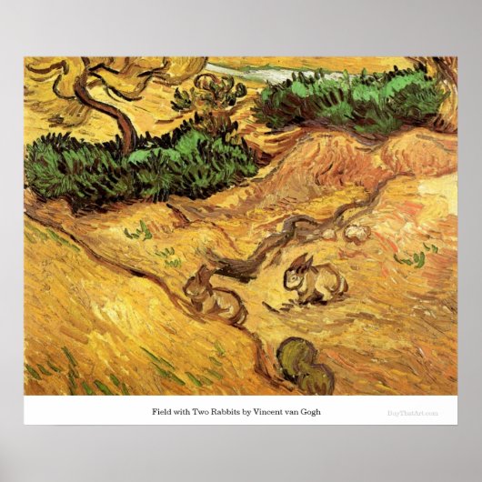Feld mit zwei Kaninchen von Vincent van Gogh Poster (Vorne)