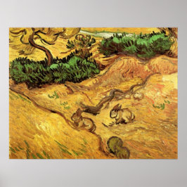Feld mit zwei Kaninchen von Vincent van Gogh Poster