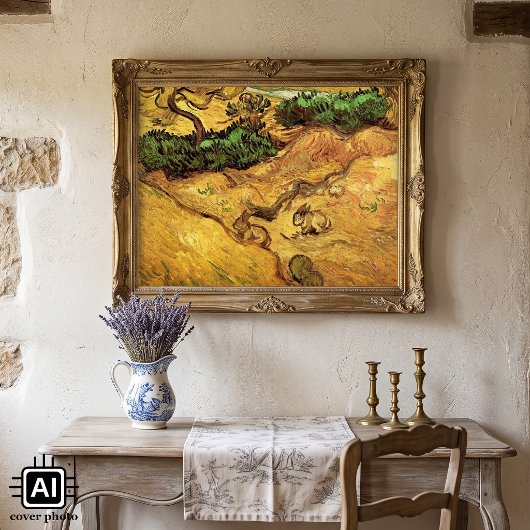 Feld mit zwei Kaninchen von Vincent van Gogh Poster
