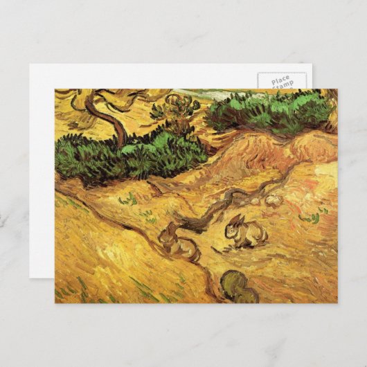 Feld mit zwei Kaninchen von Vincent van Gogh Postkarte (Vorne/Hinten)