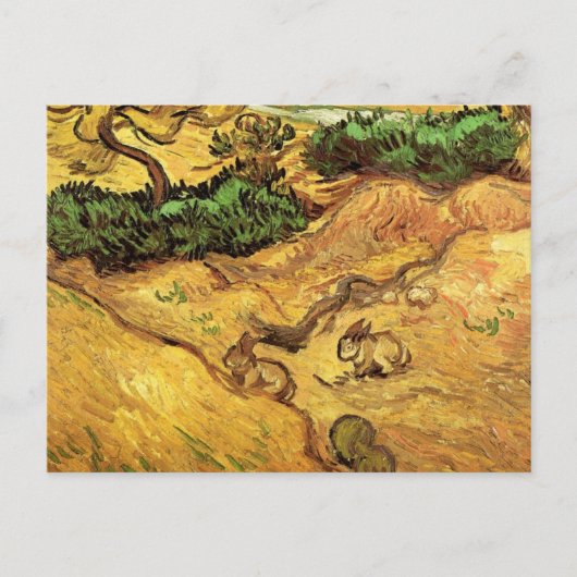 Feld mit zwei Kaninchen von Vincent van Gogh Postkarte (Vorderseite)