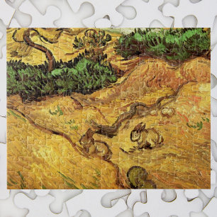 Feld mit zwei Kaninchen von Vincent van Gogh Puzzle