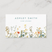 Feld QR für Elegante Wildblume Visitenkarte (Vorderseite)