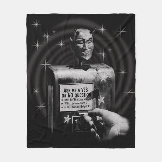 Feld "Retro Devil Question" (Vintag) Fleecedecke (Vorderseite)