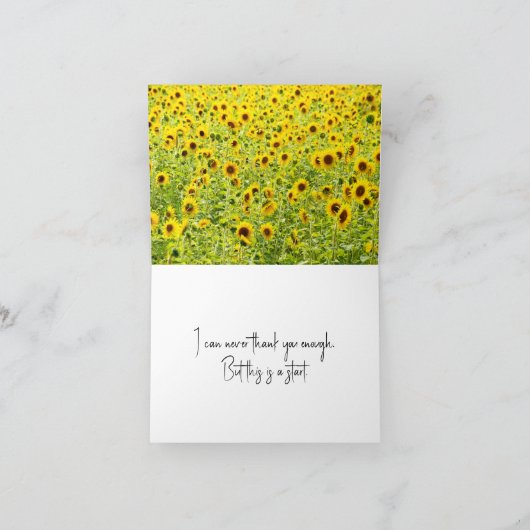 Feld Sonnenblumen Dankeschön Karte (Innenseite)