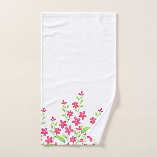 Feld tiefrosa Wasserfarbenblüten Badhandtuch Set (Handtuch)