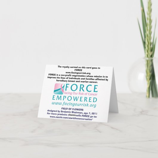 FELD VON BLUMEN notecard Karte (Rückseite)