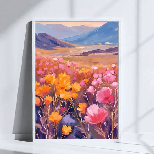 Feld Wildblume | Blumenlandschaft Malerei Poster
