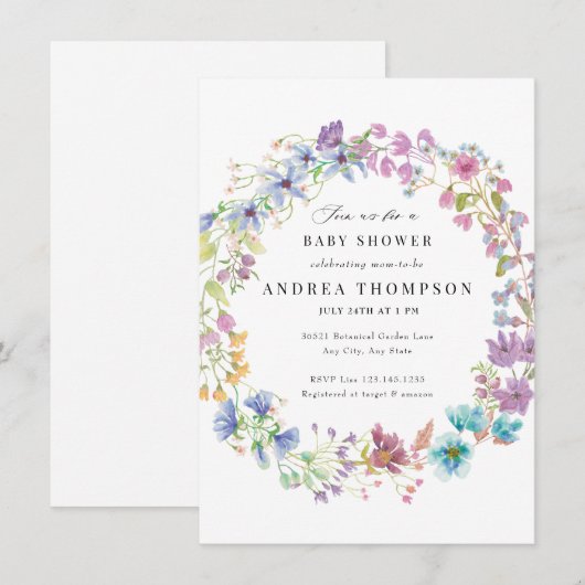 FeldBlume | Bläsernte Blütendusche Einladung (Vorne/Hinten)