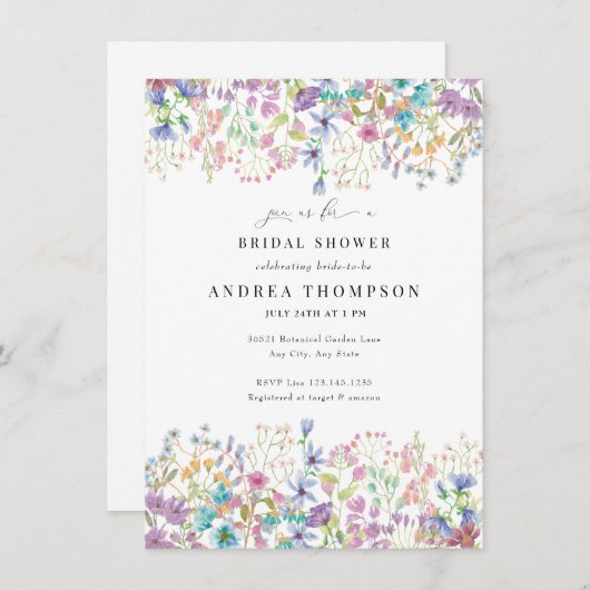 FeldBlume | Handgemalt Brautparty Einladung (Vorne/Hinten)