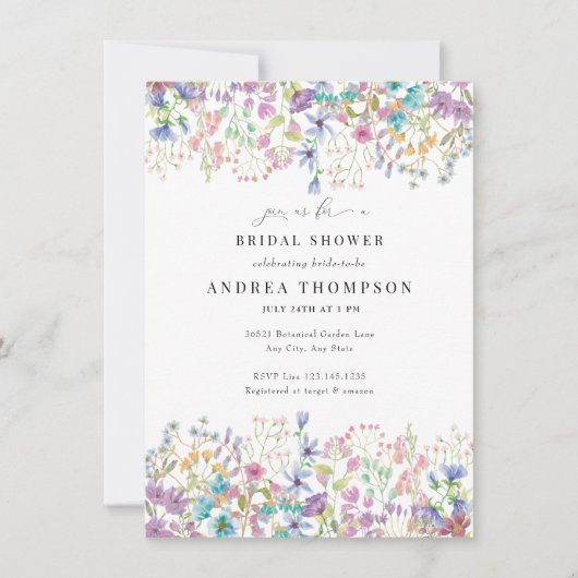 FeldBlume | Handgemalt Brautparty Einladung (Vorderseite)