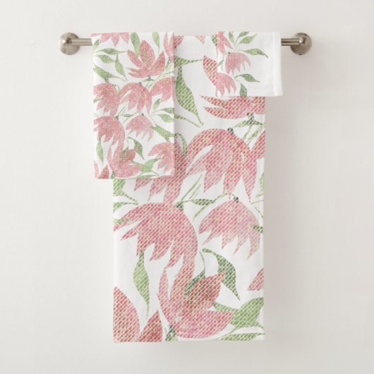 Feldblumen-Spitze Textur Rosa Weiß Badhandtuch Set (Insitu)