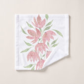 Feldblumen-Spitze Textur Rosa Weiß Badhandtuch Set (Waschlappen)