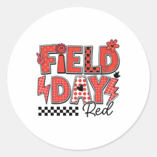 Feldday-Rot-Team-Farbe Ausflug-Team-Spiel-Wettbewe Runder Aufkleber