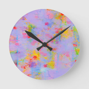 Felddesign für abstrakte Wildblumen Runde Wanduhr