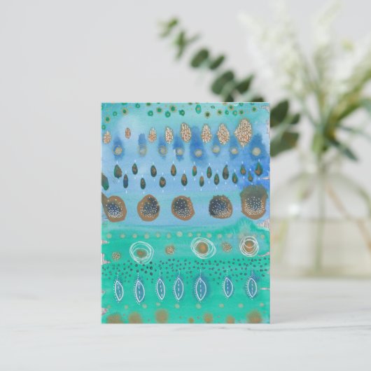 Felder der Blume Aquarellkunst Postkarte (Stehend Vorderseite)