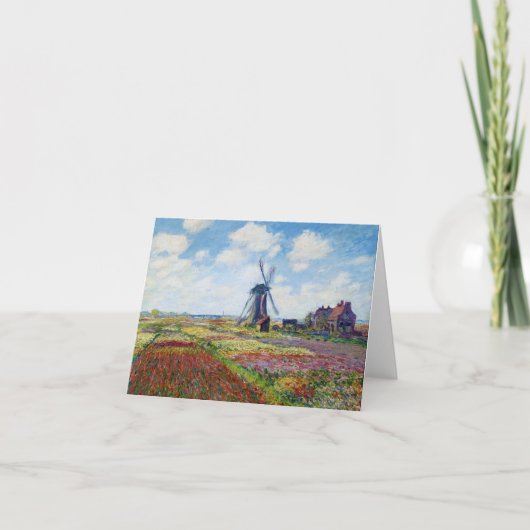 Felder der Tulpe mit der Rijnsburg Windmühle Monet Karte (Vorderseite)