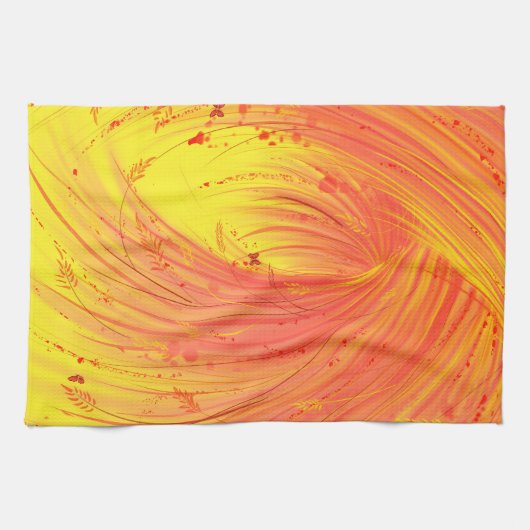 Felder des Goldenen Feuers Geschirrtuch (Horizontal)