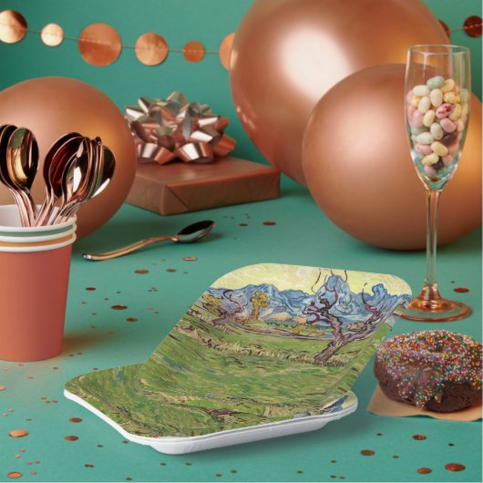 Felder in der Nähe der Alpilles Vincent van Gogh Pappteller (Multi)