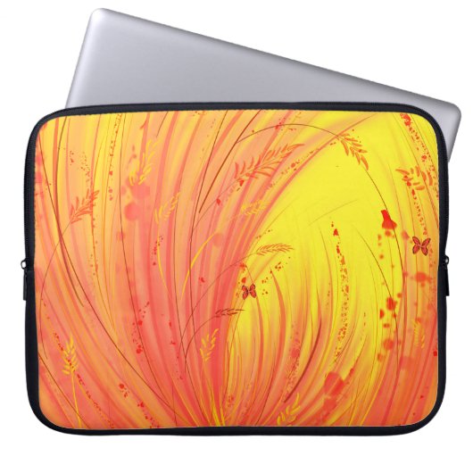 Felder mit goldenem Feuer Laptopschutzhülle (Vorderseite)