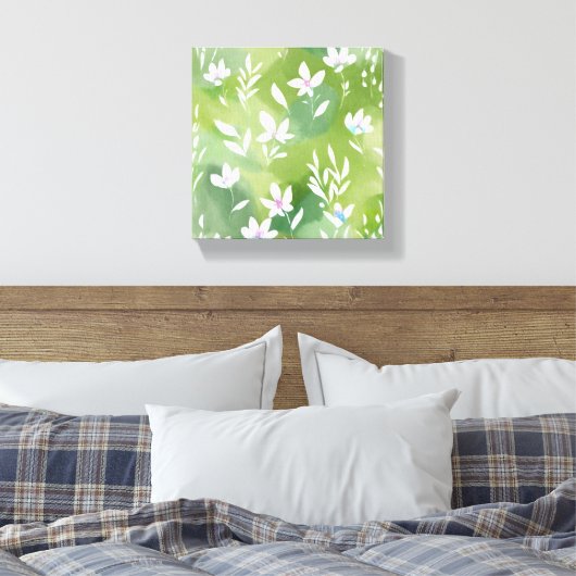 Felder mit weißer Blume | Eleganter Frühling Flora Leinwanddruck (Insitu (Schlafzimmer))
