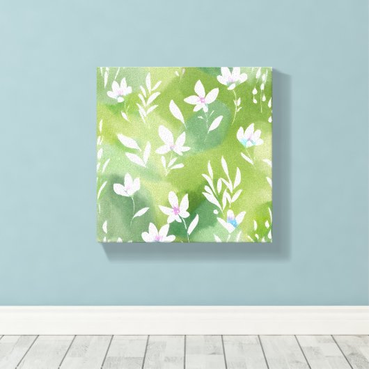 Felder mit weißer Blume | Eleganter Frühling Flora Leinwanddruck (Insitu (Holzboden))