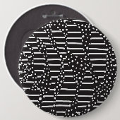 Felder und Streifen 2 in Weiß auf Schwarz Button (Vorne & Hinten)