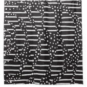 Felder und Streifen 2 in Weiß auf Schwarz Duschvorhang (Vorderseite)