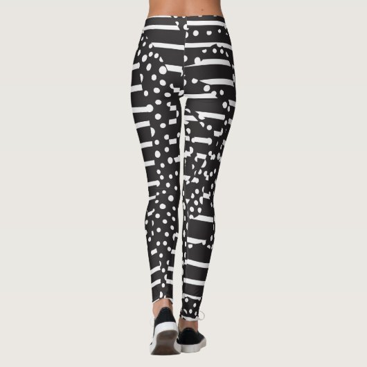 Felder und Streifen 2 in Weiß auf Schwarz Leggings (Rückseite)