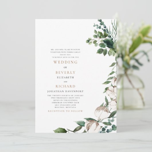 Felder von Cotton Tan & White Parents Wedding Einladung (Stehend Vorderseite)