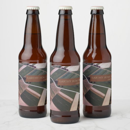 Feldgesteppte Landschaft Grüner Erdreich Bierflaschenetikett (Flaschen)