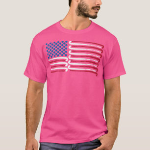 Feldhockey-Amerikanische Flagge mit blauen Ballen T-Shirt