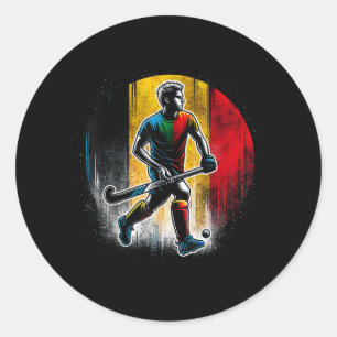 Feldhockey Belgien Männer Belgische Flagge Fieldho Runder Aufkleber