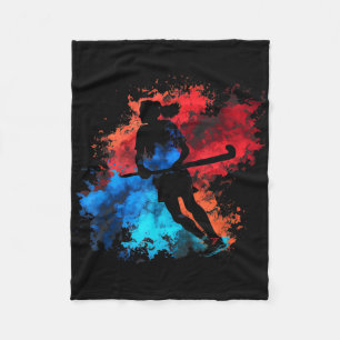 Feldhockey Feldhockeyspieler Flammen Retro Fiel Fleecedecke