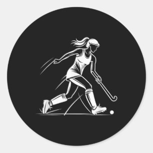 Feldhockey Frauen Line Art Feldhockey-Mannschaft Runder Aufkleber