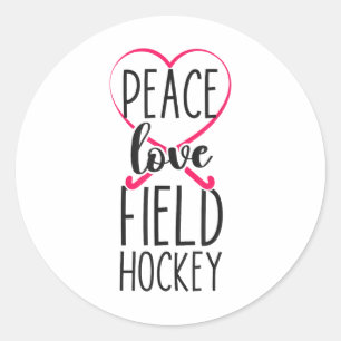 Feldhockey Herz Frieden Liebe Feldhockey Runder Aufkleber