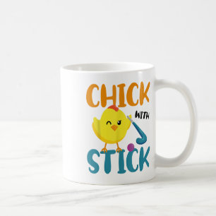 Feldhockey-Huhn-Hühnchen mit Stock _1 Kaffeetasse