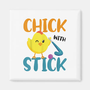 Feldhockey-Huhn-Hühnchen mit Stock _1 Magnet