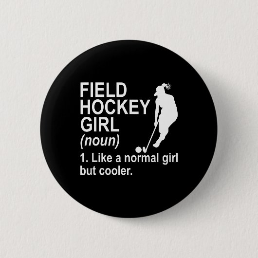 Feldhockey-Mädchen-Definition Button (Vorderseite)