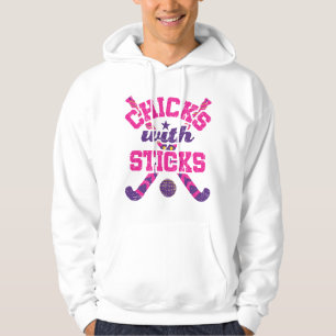 Feldhockey-Mädchen mit Schlägern Hoodie