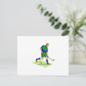 Feldhockey-Mann blau Postkarte (Stehend Vorderseite)