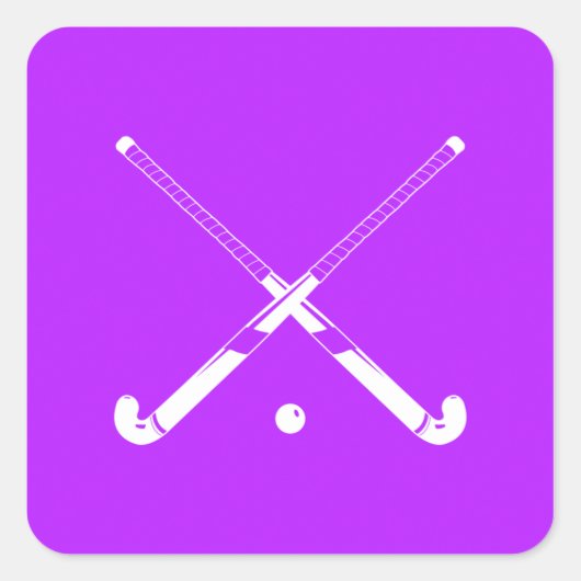 Feldhockey-Silhouette-Sticker Lila Quadratischer Aufkleber (Vorderseite)