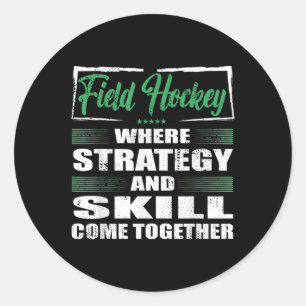 Feldhockey-Sportstrategie und Fähigkeit kommen zus Runder Aufkleber