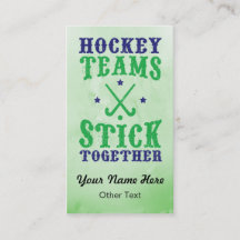 Feldhockey-Teams sammeln Visitenkarten zusammen.