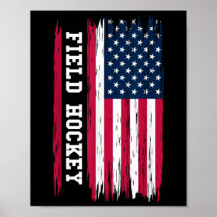 Feldhockey USA Amerikanische Flagge Hockeyspieler Poster