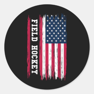 Feldhockey USA Amerikanische Flagge Hockeyspieler Runder Aufkleber
