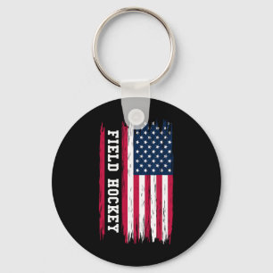 Feldhockey USA Amerikanische Flagge Hockeyspieler Schlüsselanhänger
