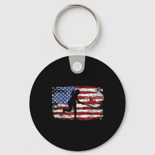Feldhockey Vintage Amerikanische Flagge Frauen Kin Schlüsselanhänger
