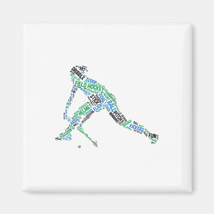 Feldhockeyspieler Wort Silhouette Hockey-Mannschaf Magnet
