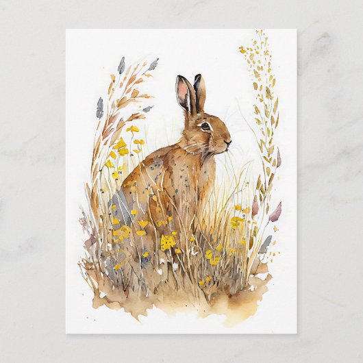 Feldhütte unter farbenfrohen Blume und Gräsern Postkarte (Vorderseite)